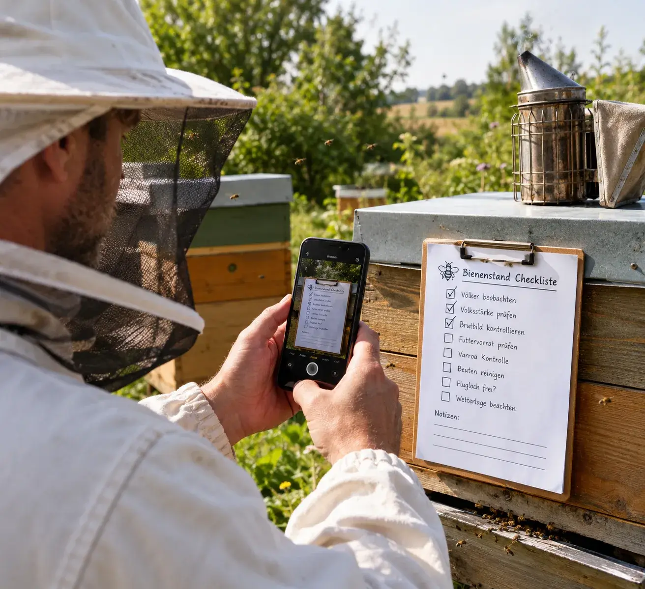 Abfotografierte Papier-Checkliste, deren Werte in die App übernommen werden