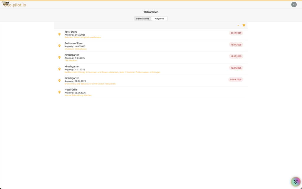 Aufgaben-Detailansicht in bee-pilot.io
