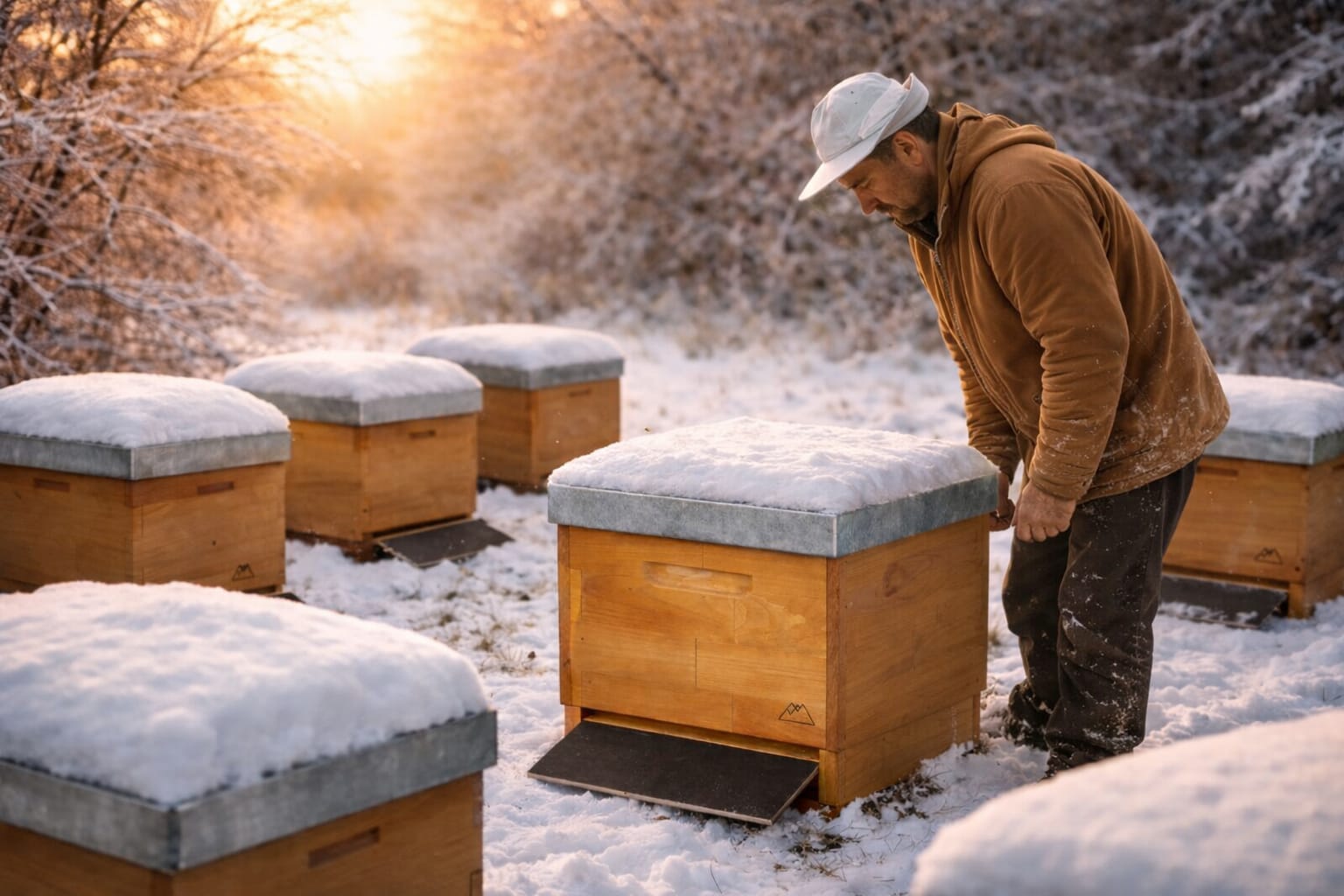 Ein Imker im Winter