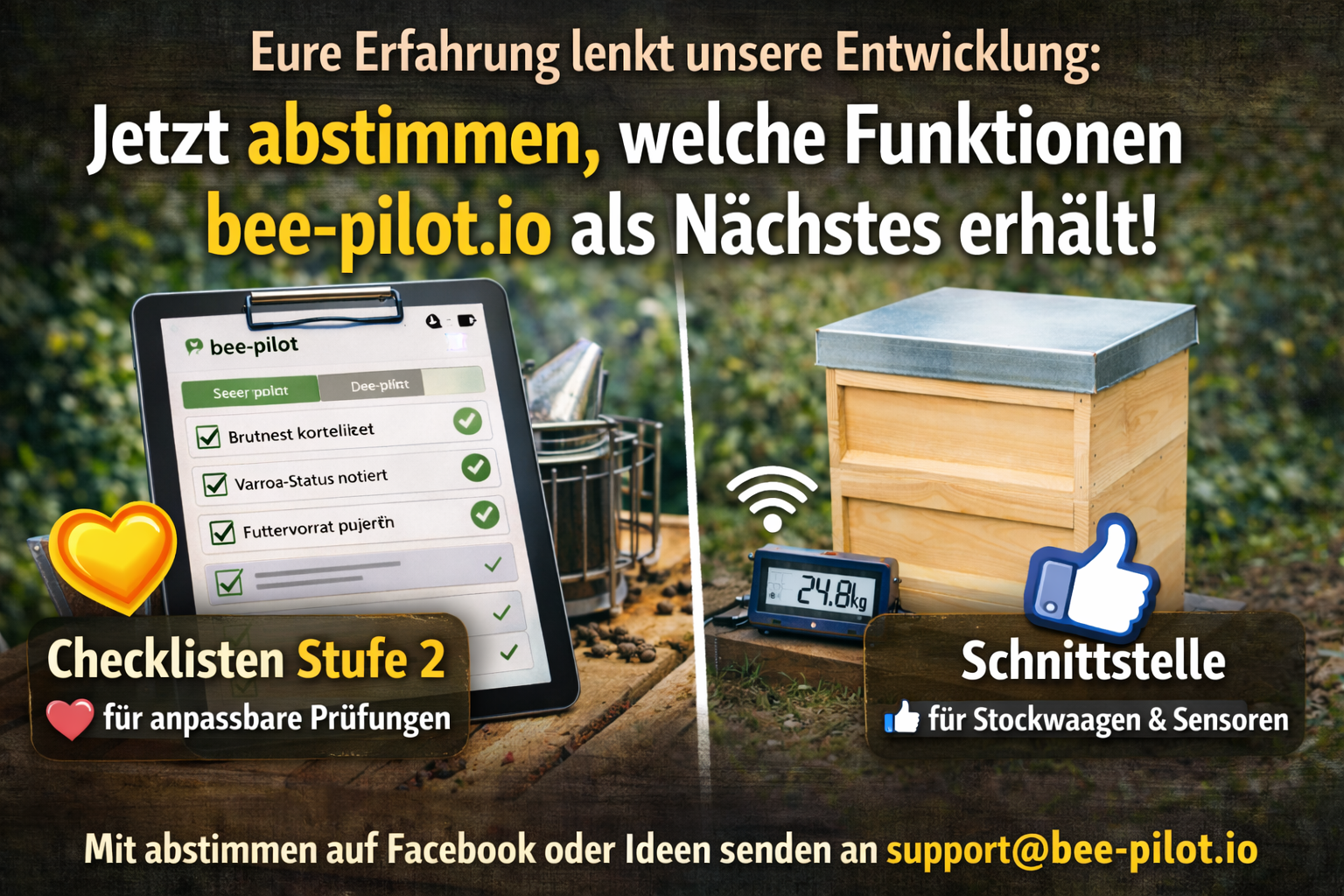 Banner Herz für Checklistenausbau - Daumenhoch für Schnittstelle